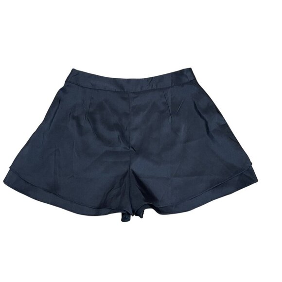 Lulus‎ Women's Dressy Shorts Black Sheen High Waisted Layered Hem Zip Size M - Picture 12 of 12